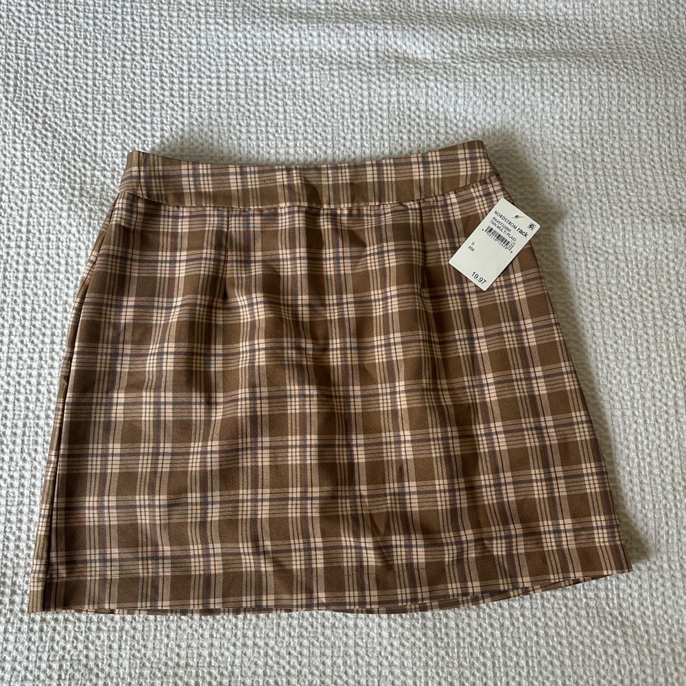 Chic Brown Plaid Mini Skirt